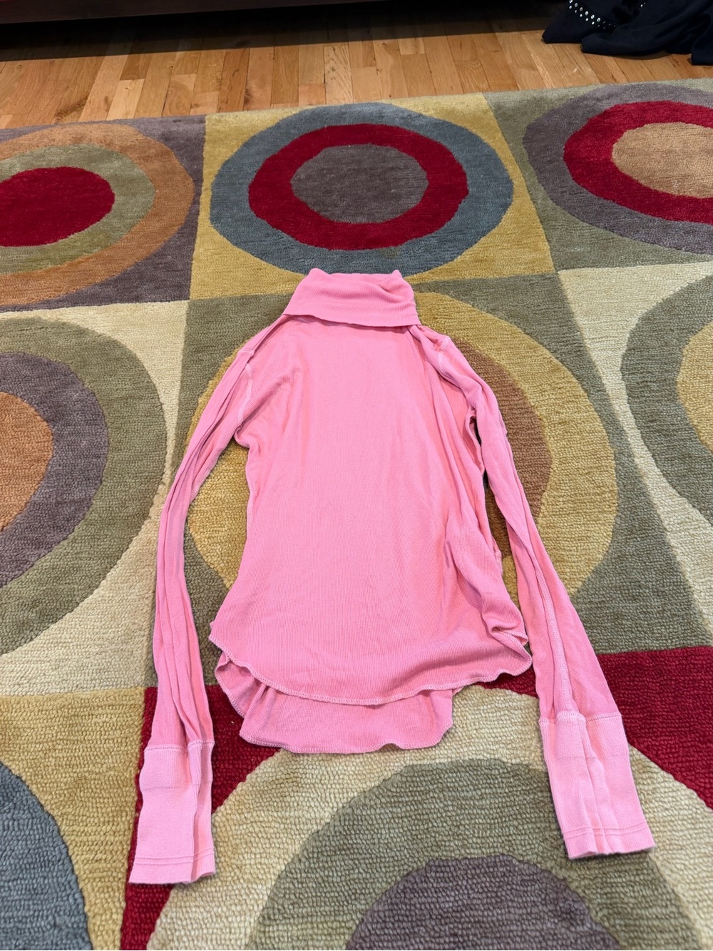 BEAMS BOY Turtleneck Top Long Sleeve Pink Ribbed 100% Cotton Made in Japan Small